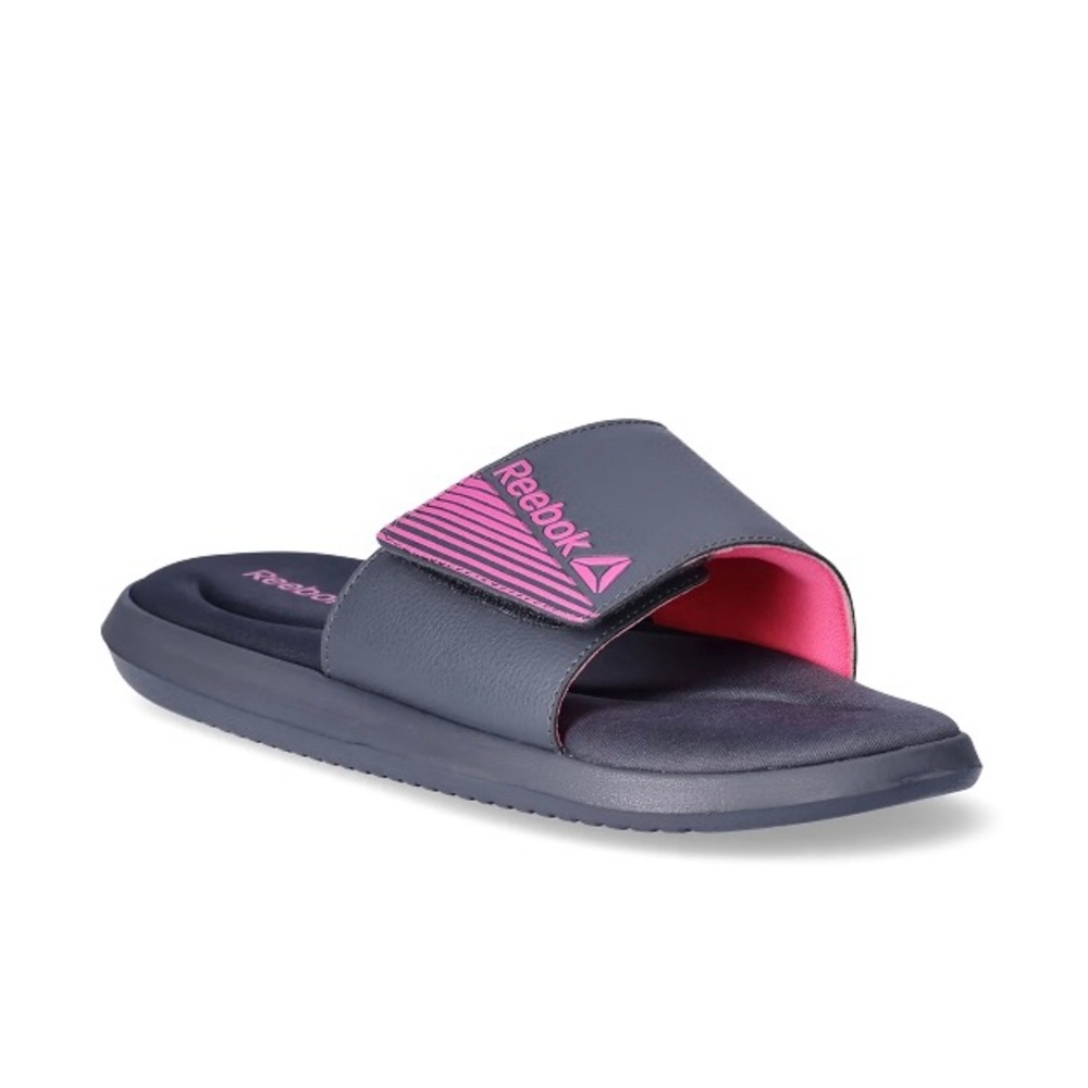 Reebok Gray and Pink Slide Sandals
